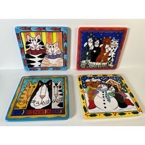 Catzilla Candace Reiter Designs Ceramic Trivet 2002 Vintaga